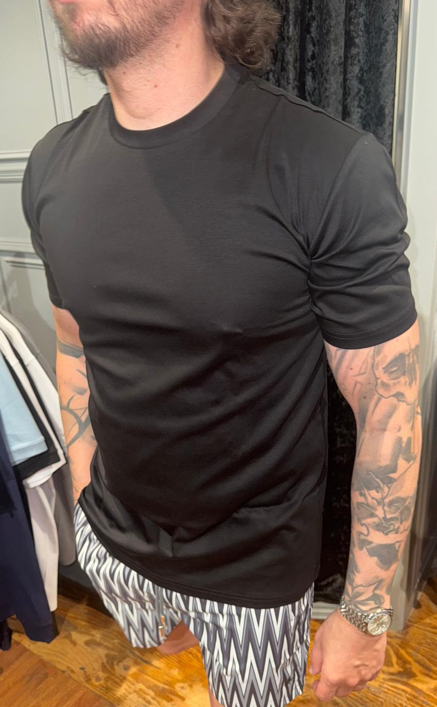 Mosquito Plain Mercerized T-Shirt - Black